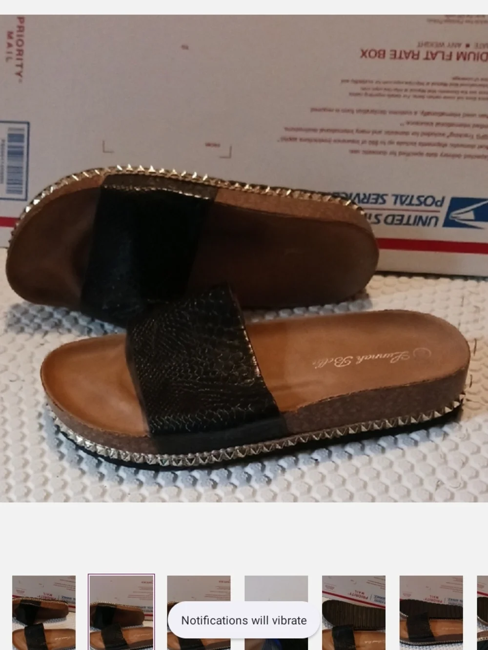 Black Textured Slide Sandals#used Condition - Picture 4 of 4